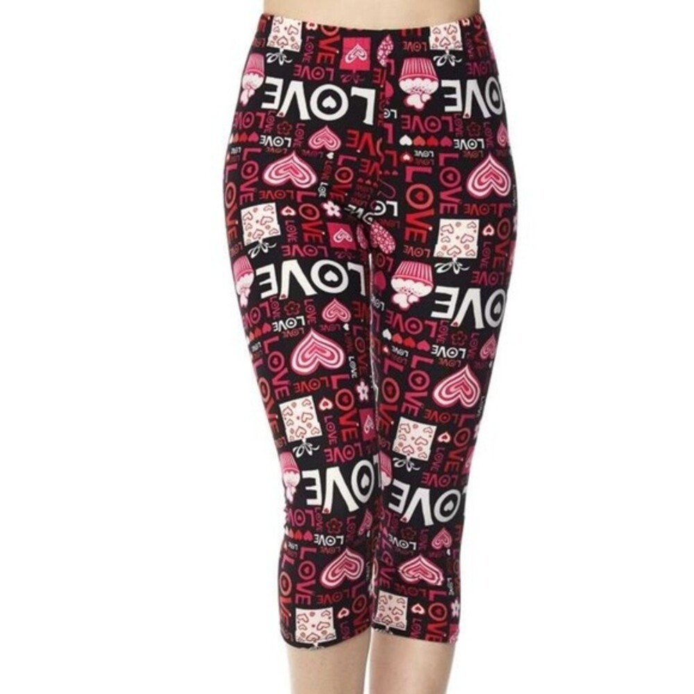 Plus Love Print Leggings